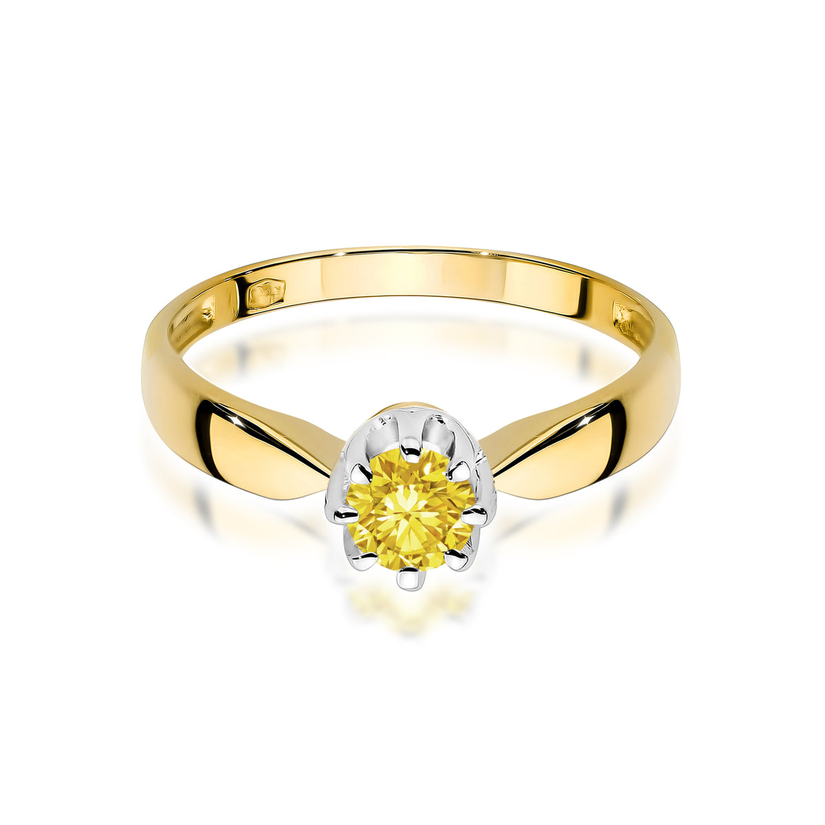 Inel Aur 9K cu Diamant Galben de Laborator 0.50 ct