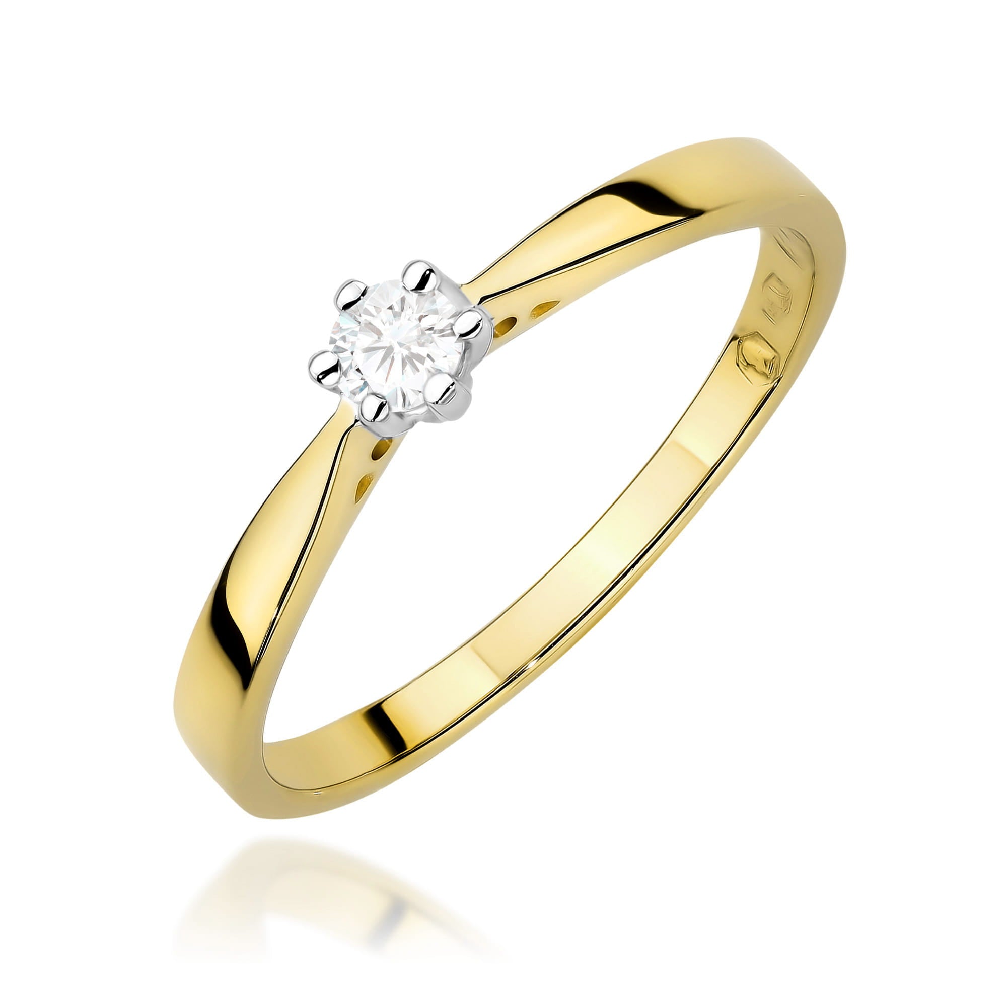 Inel Aur 9K cu Diamant Natural 0.12 ct