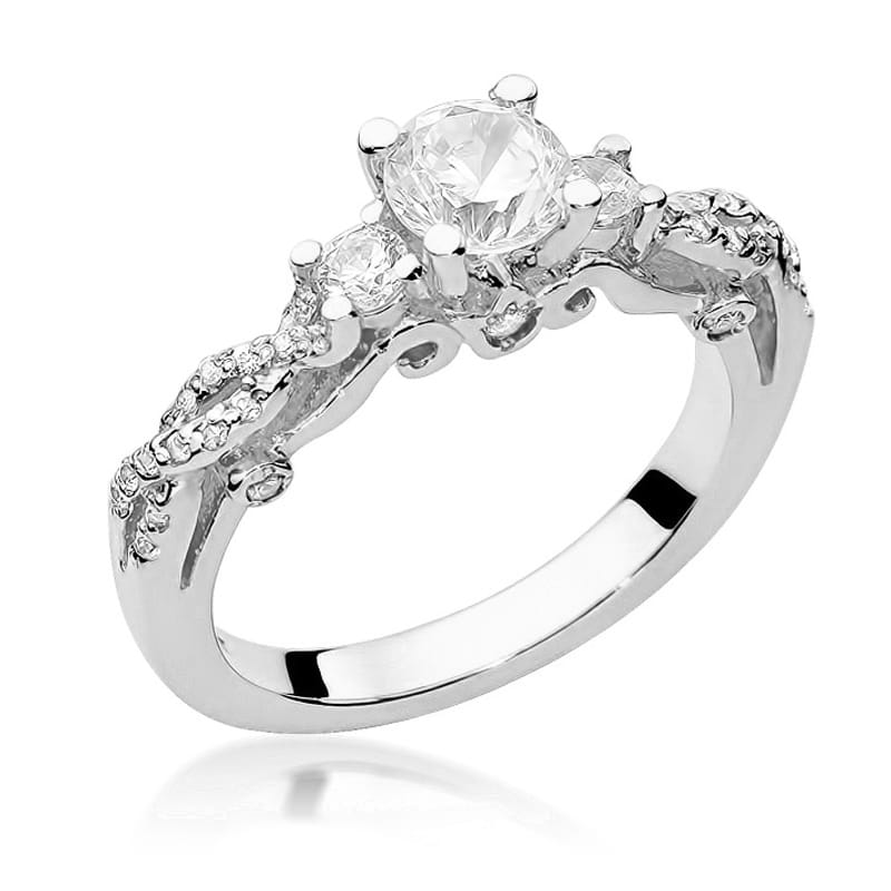 Inel Aur 14K cu Safir Alb 0.60 ct si Diamante Naturale 0.33 ct