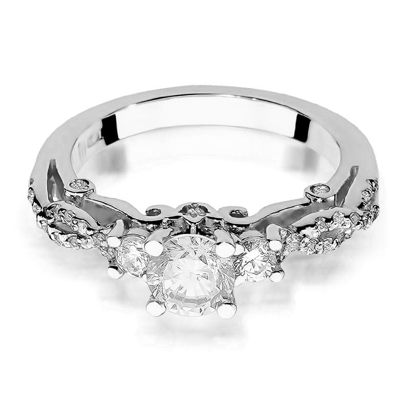 Inel Aur 14K cu Safir Alb 0.60 ct si Diamante Naturale 0.33 ct