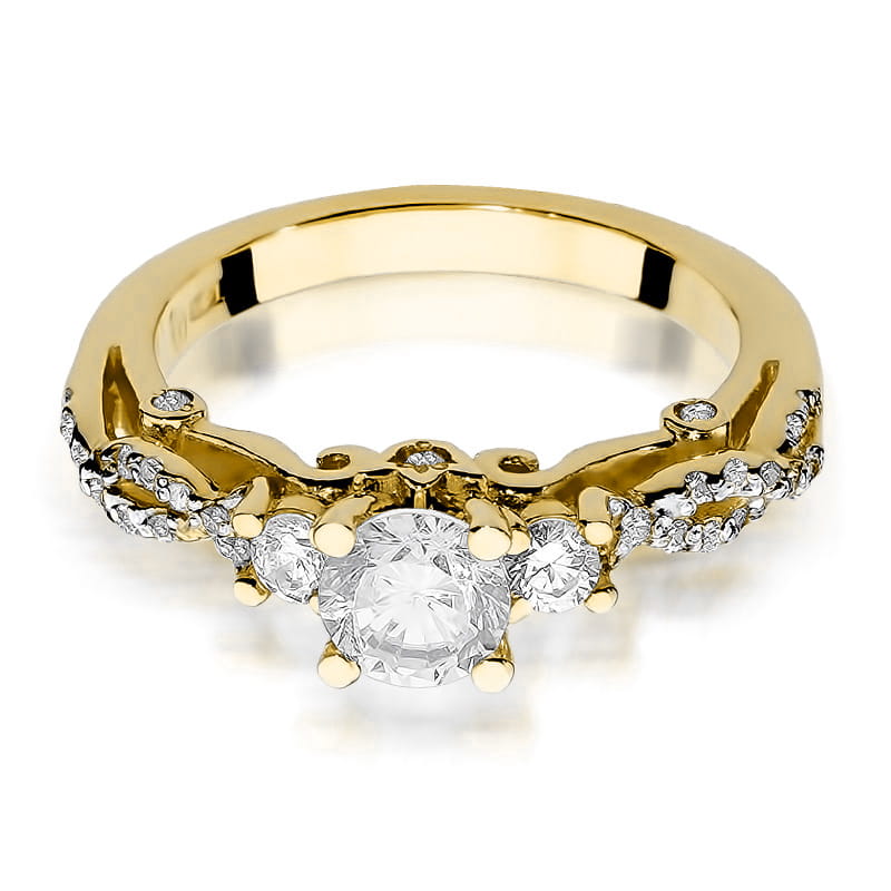 Inel Aur 14K cu Safir Alb 0.60 ct si Diamante Naturale 0.33 ct