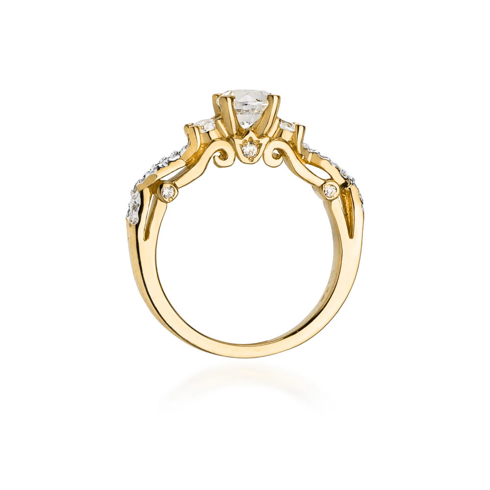 Inel Aur 14K cu Safir Alb 0.60 ct si Diamante Naturale 0.33 ct