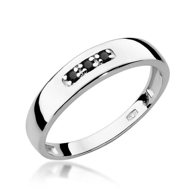 Inel Aur 9K cu Diamante Naturale Negre 0.04 ct