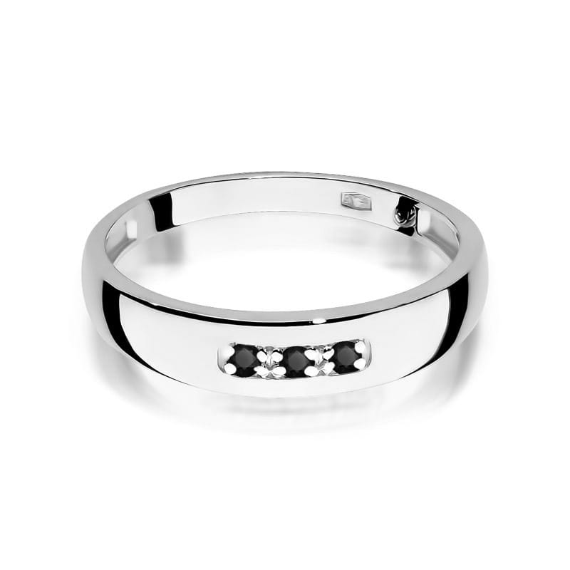 Inel Aur 9K cu Diamante Naturale Negre 0.04 ct