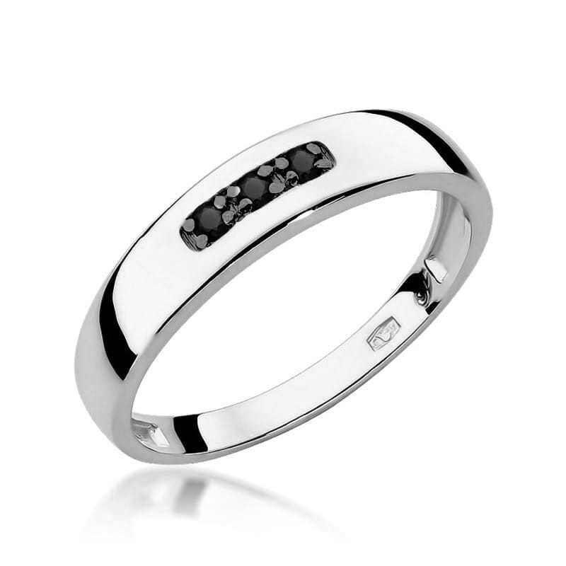 Inel Aur 9K cu Diamante Naturale Negre 0.04 ct