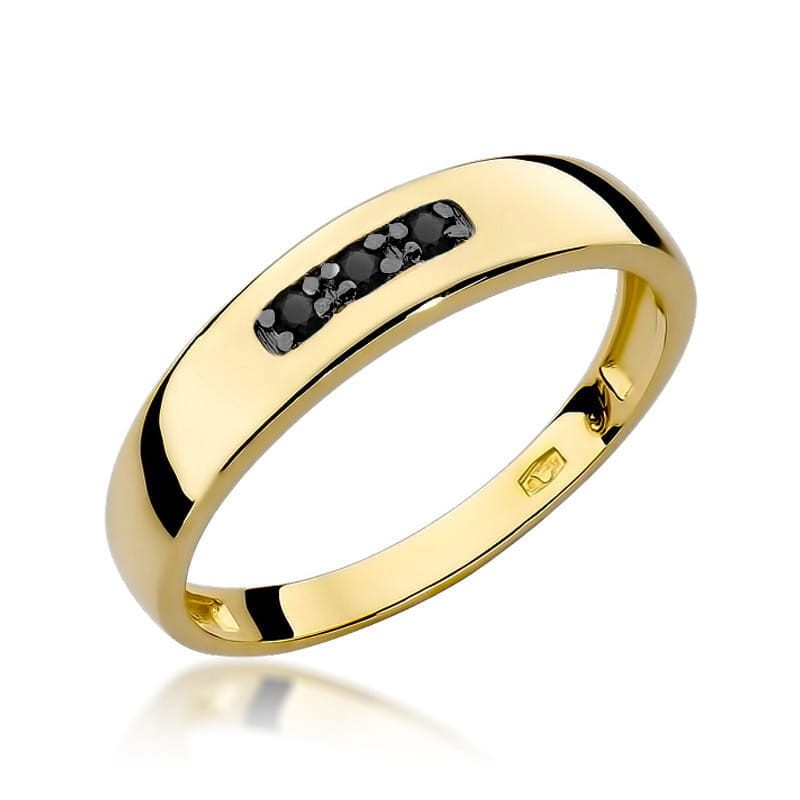 Inel Aur 14K cu Diamante Negre Naturale 0.04 ct