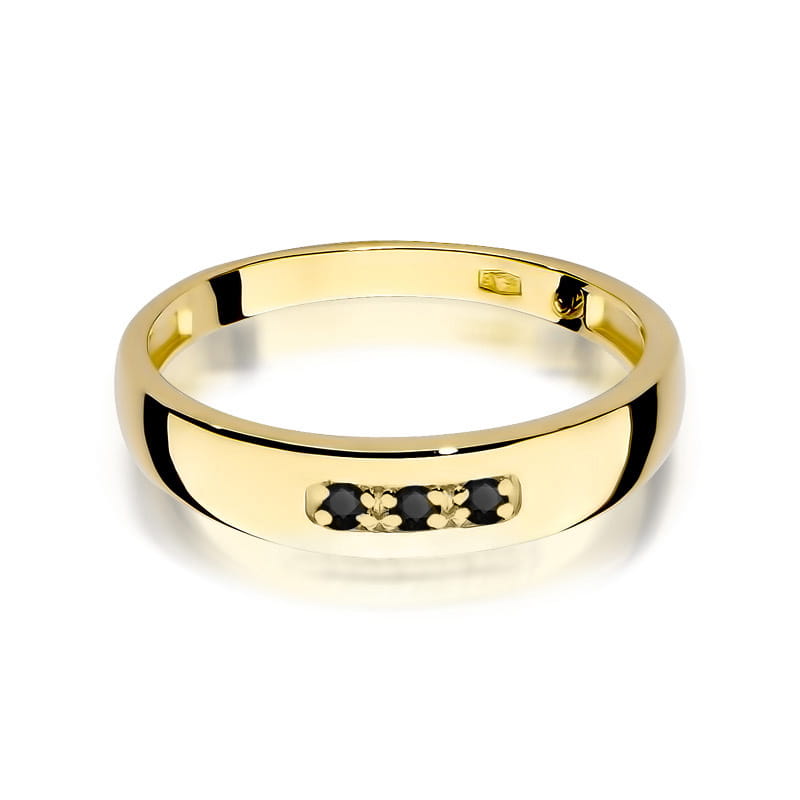 Inel Aur 9K cu Diamante Naturale Negre 0.04 ct