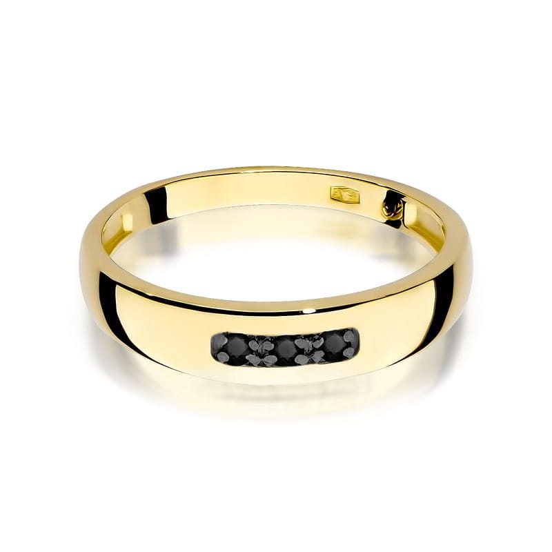 Inel Aur 9K cu Diamante Naturale Negre 0.04 ct