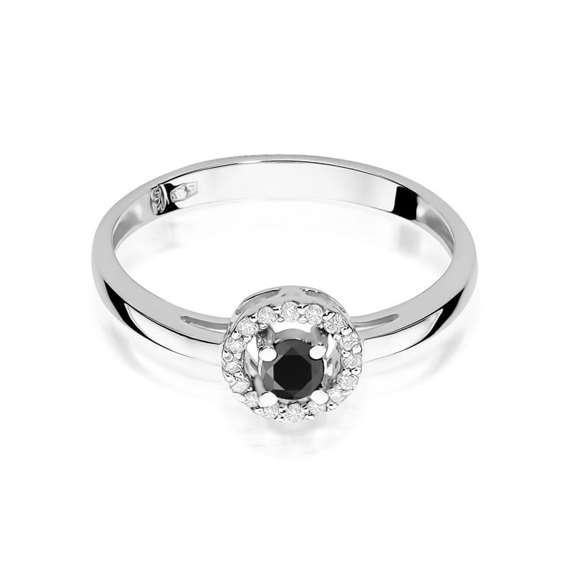 Inel Aur 9K cu Diamante Naturale Albe si Negre 0.20 ct