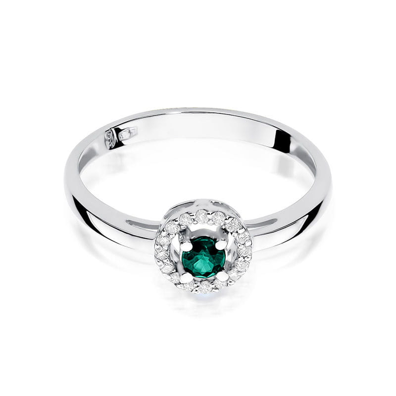 Inel Aur 9K cu Smarald 0.15 ct si Diamante Naturale 0.08 ct