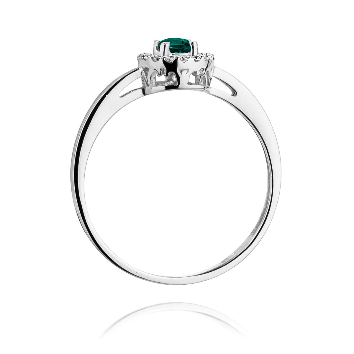 Inel Aur 9K cu Smarald 0.15 ct si Diamante Naturale 0.08 ct