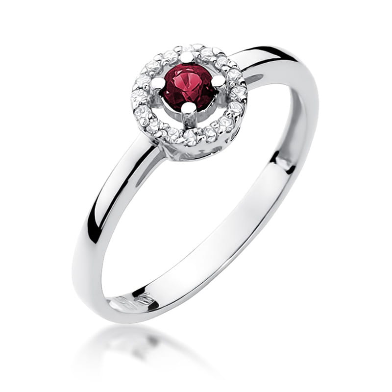 Inel Aur 9K cu Rubin 0.15 ct si Diamante Naturale 0.08 ct