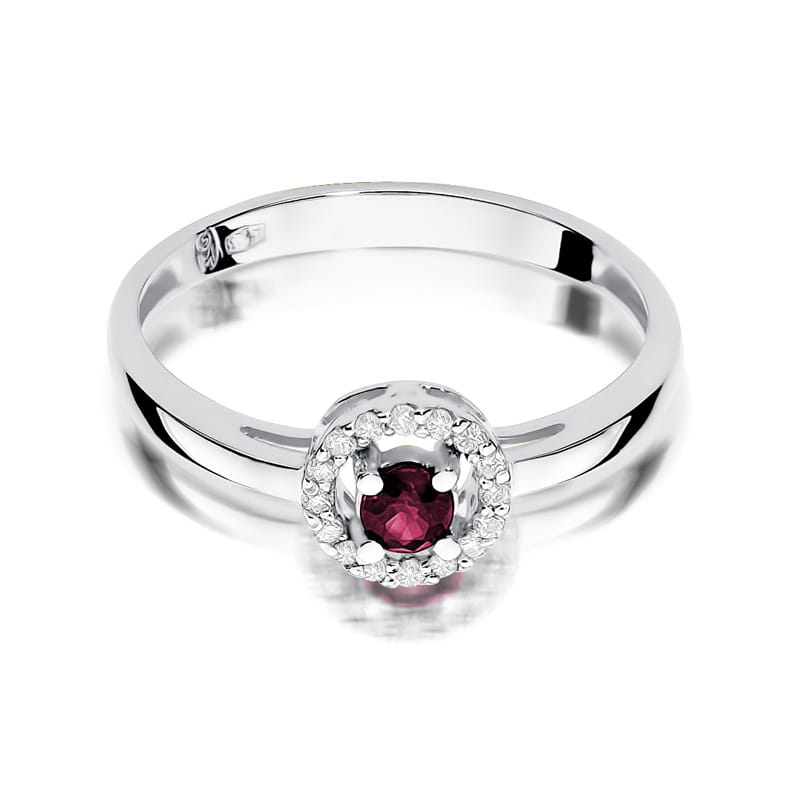 Inel Aur 9K cu Rubin 0.15 ct si Diamante Naturale 0.08 ct