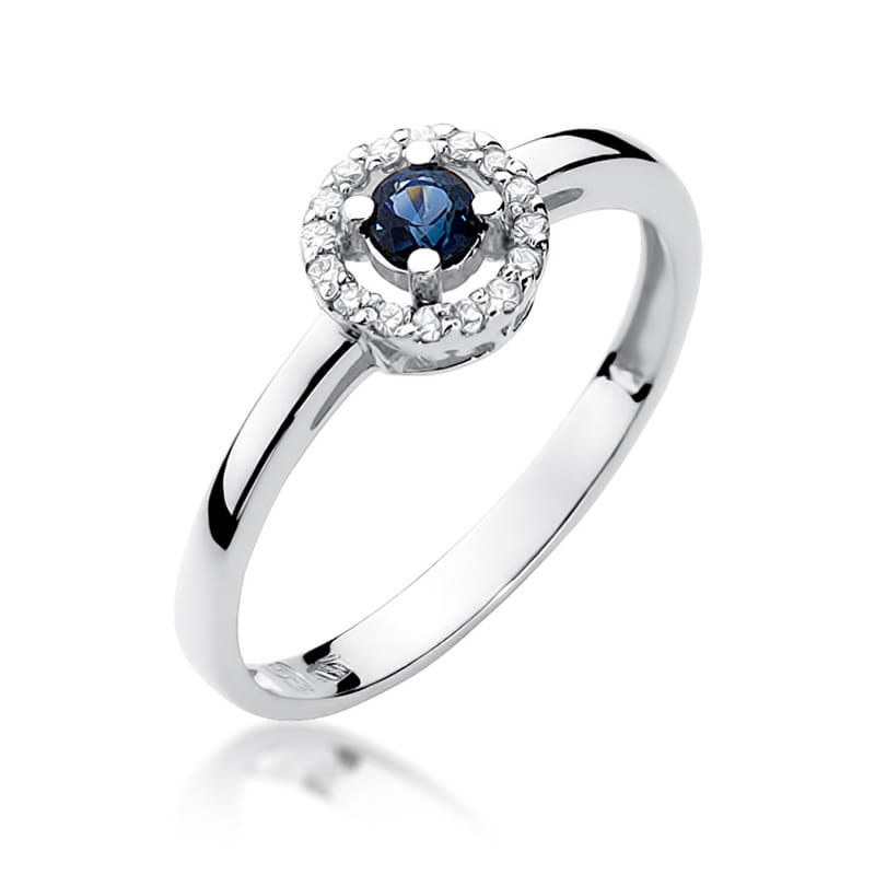 Inel Aur 9K cu Safir 0.15 ct si Diamante Naturale 0.08 ct