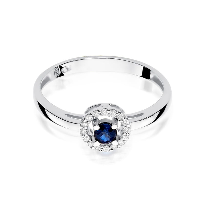 Inel Aur 9K cu Safir 0.15 ct si Diamante Naturale 0.08 ct