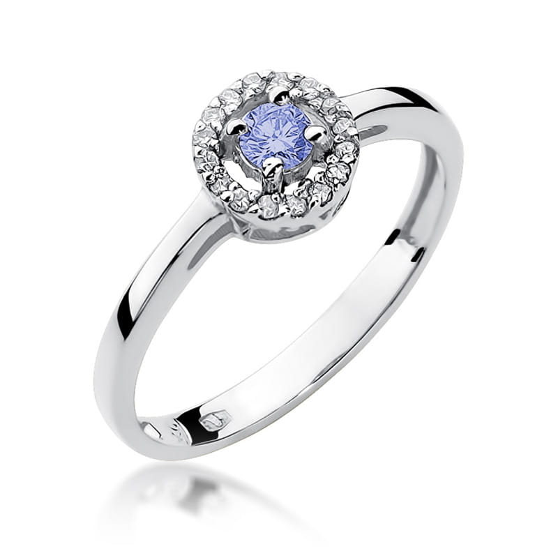Inel Aur 9K cu Tanzanit 0.15 ct si Diamante Naturale 0.08 ct