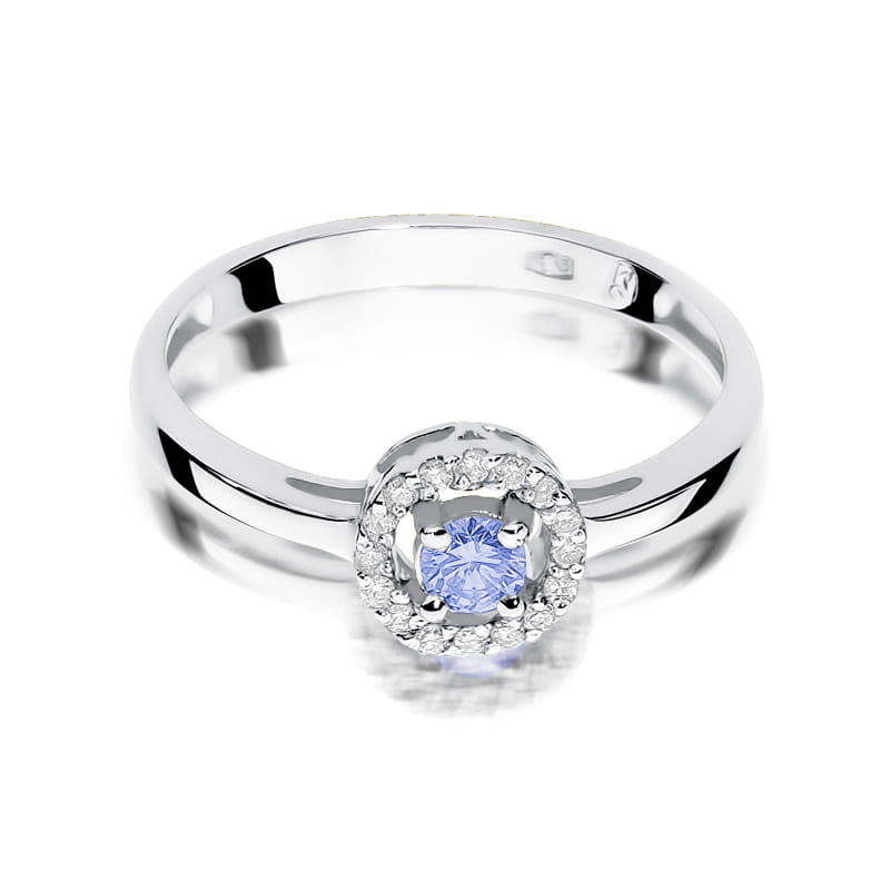 Inel Aur 9K cu Tanzanit 0.15 ct si Diamante Naturale 0.08 ct