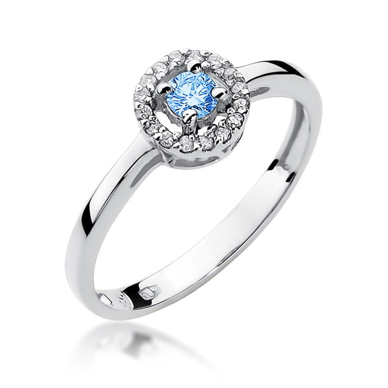 Inel Aur 9K cu Topaz Swiss 0.15 ct si Diamante Naturale 0.08 ct