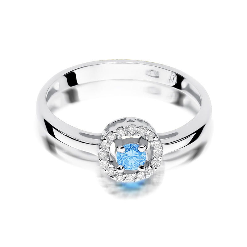 Inel Aur 9K cu Topaz Swiss 0.15 ct si Diamante Naturale 0.08 ct