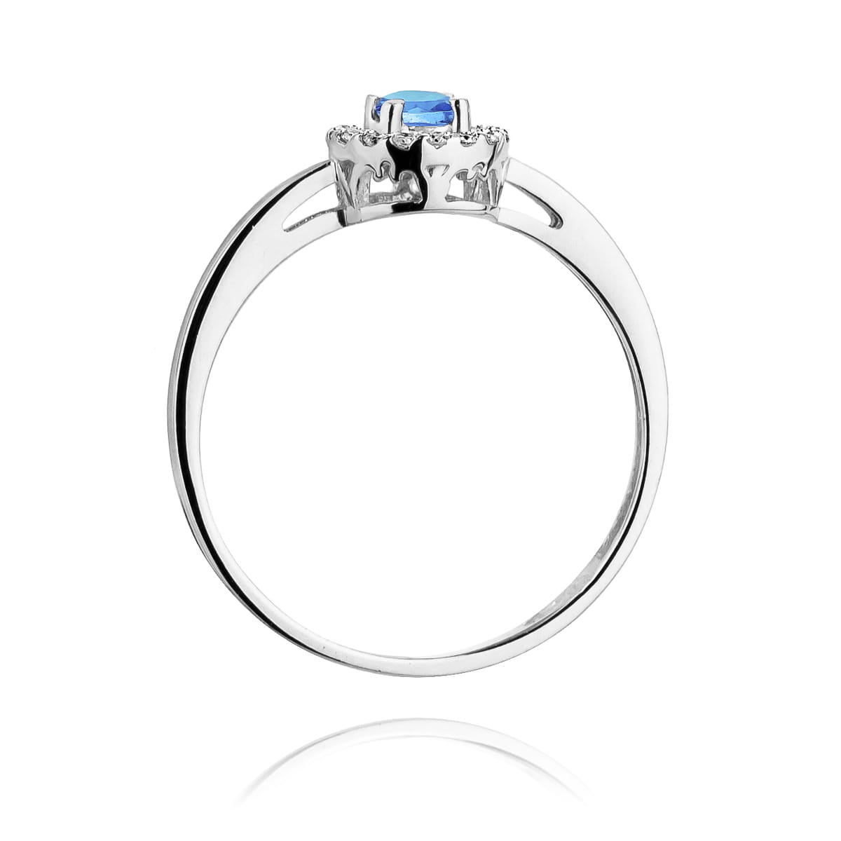 Inel Aur 9K cu Topaz Swiss 0.15 ct si Diamante Naturale 0.08 ct
