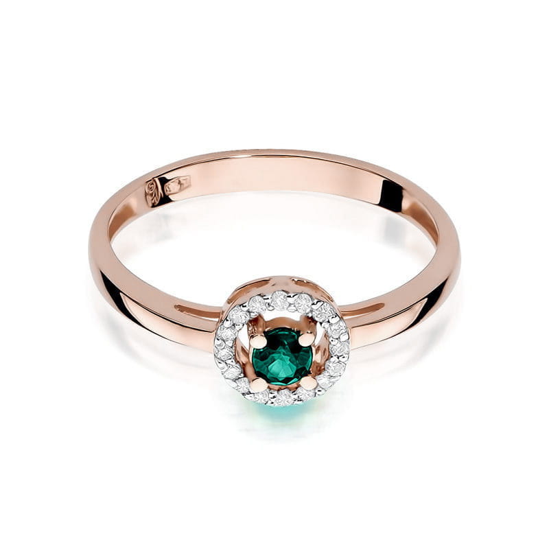 Inel Aur 9K cu Smarald 0.15 ct si Diamante Naturale 0.08 ct