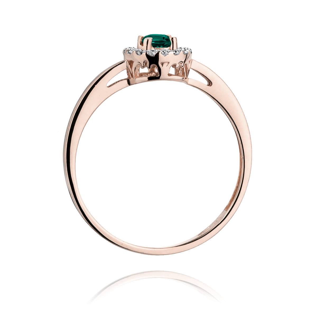 Inel Aur 9K cu Smarald 0.15 ct si Diamante Naturale 0.08 ct