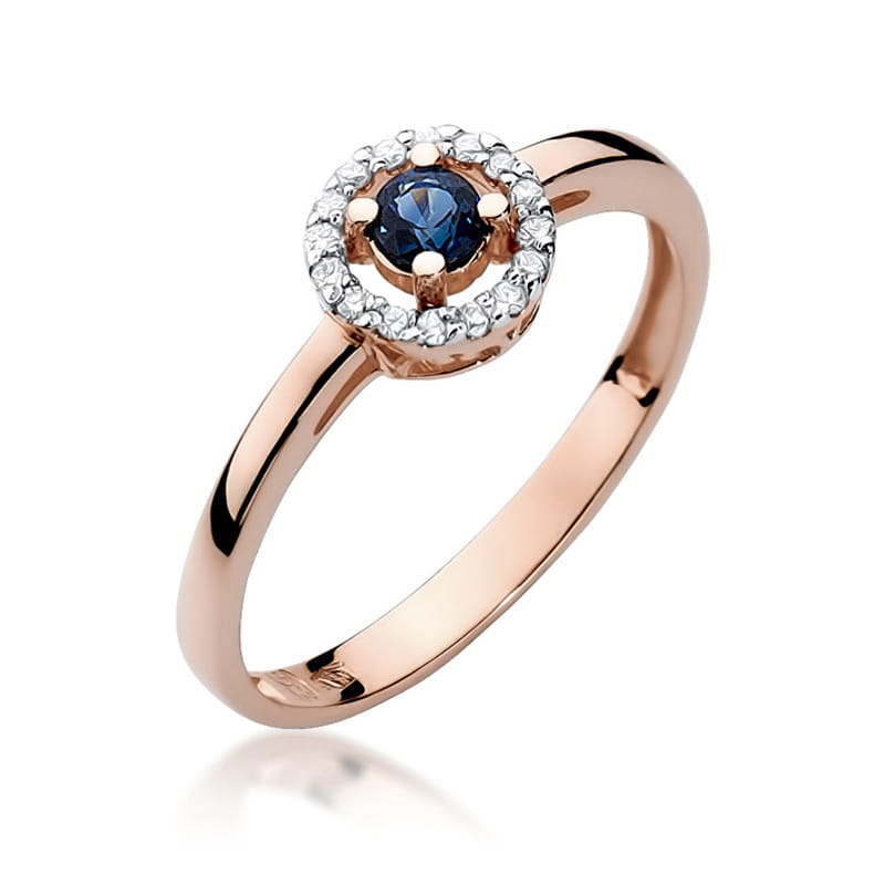 Inel Aur 9K cu Safir 0.15 ct si Diamante Naturale 0.08 ct