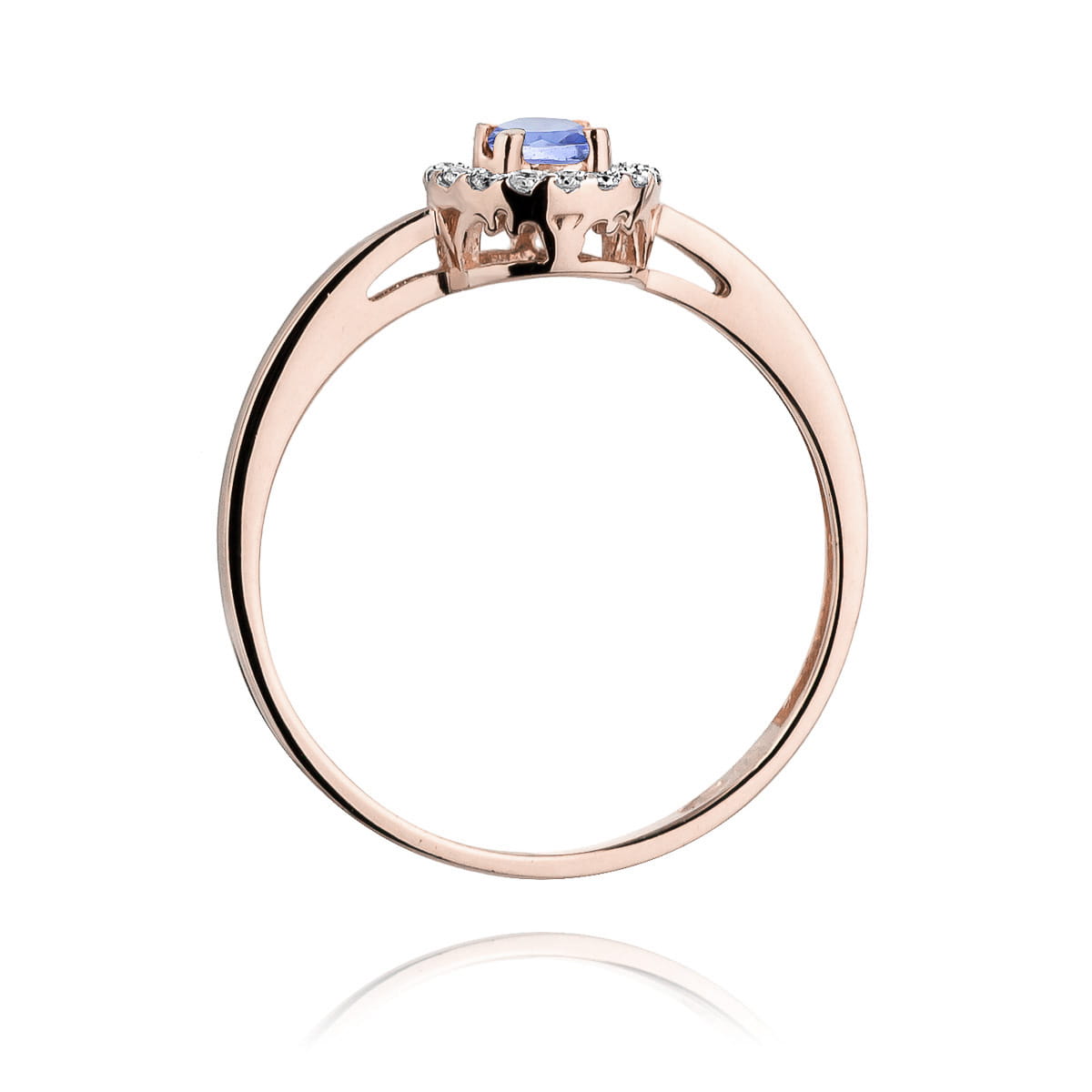 Inel Aur 9K cu Tanzanit 0.15 ct si Diamante Naturale 0.08 ct