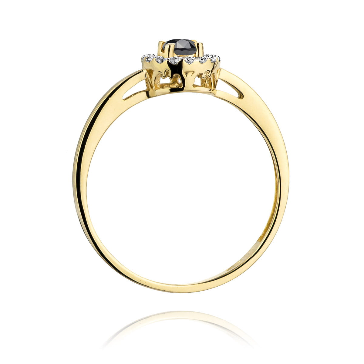 Inel Aur 9K cu Diamante Naturale Albe si Negre 0.20 ct