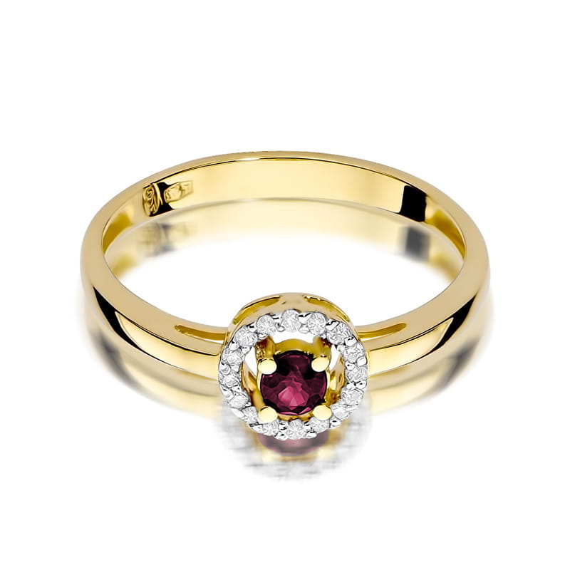 Inel Aur 9K cu Rubin 0.15 ct si Diamante Naturale 0.08 ct