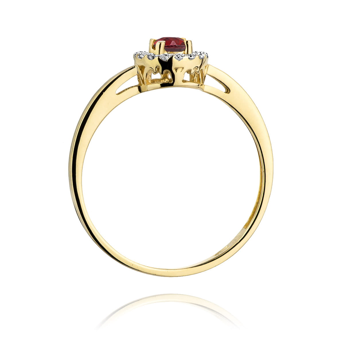 Inel Aur 9K cu Rubin 0.15 ct si Diamante Naturale 0.08 ct