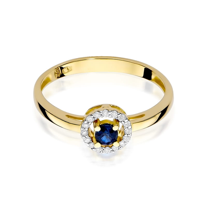 Inel Aur 9K cu Safir 0.15 ct si Diamante Naturale 0.08 ct