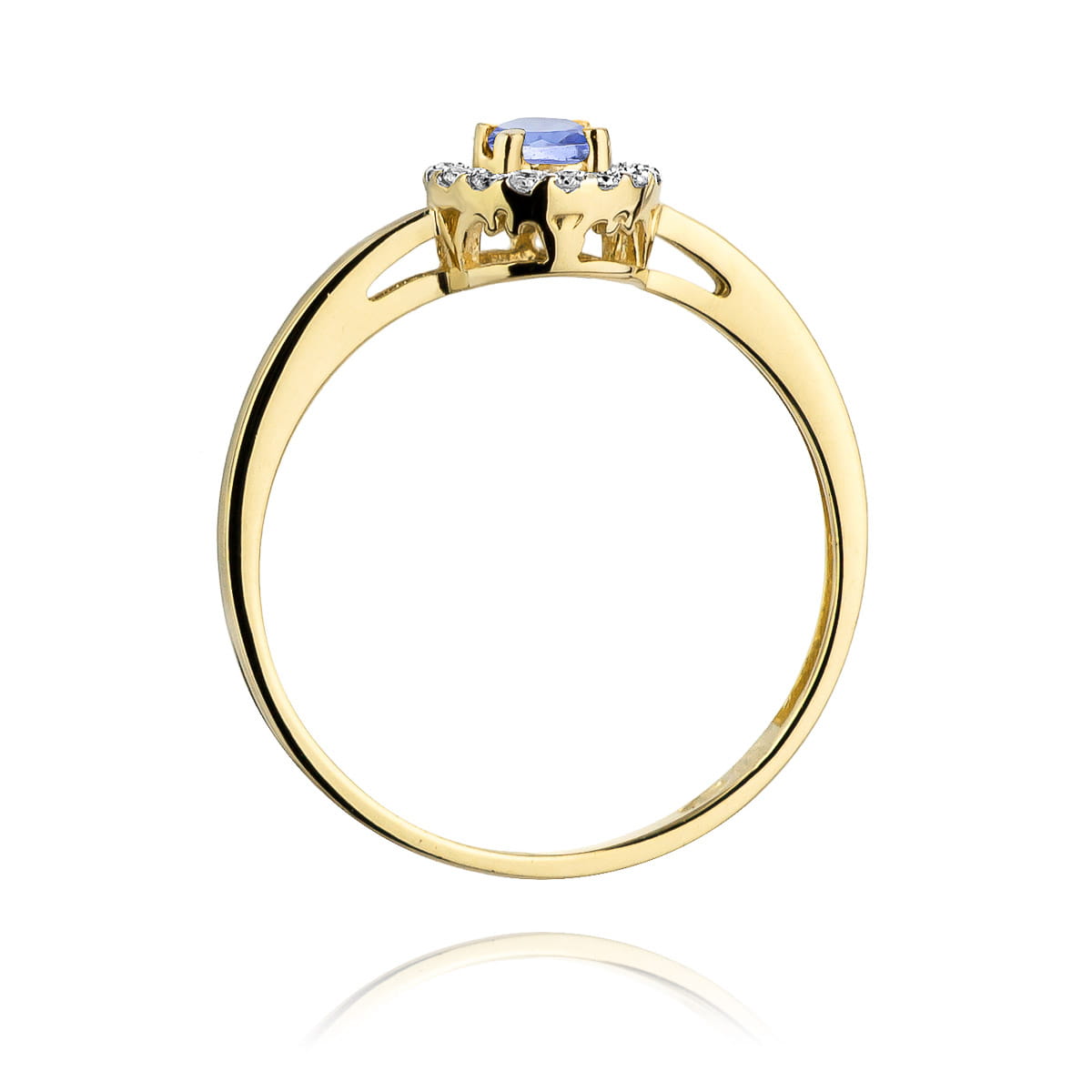 Inel Aur 9K cu Tanzanit 0.15 ct si Diamante Naturale 0.08 ct
