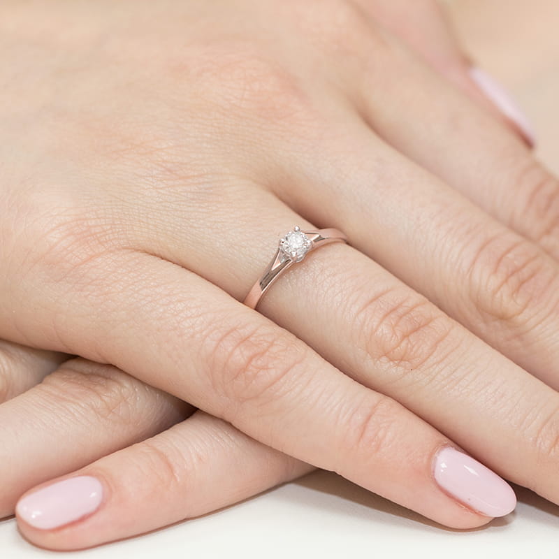 Inel Aur 14K W0240 Diamant Cultivat 0.20ct