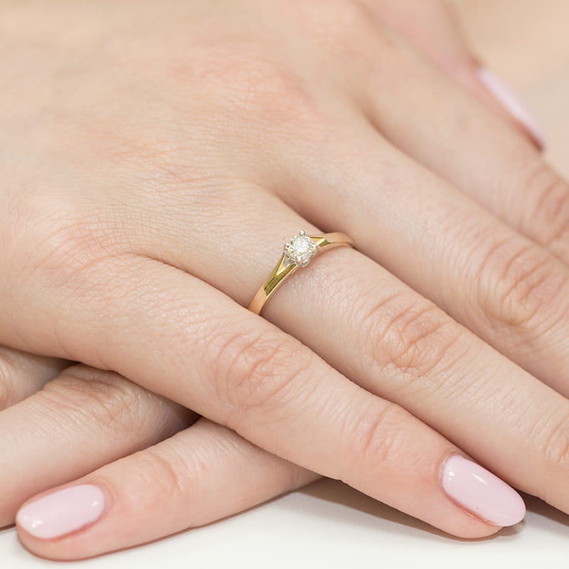 Inel Aur 14K W0240 Diamant Cultivat 0.20ct