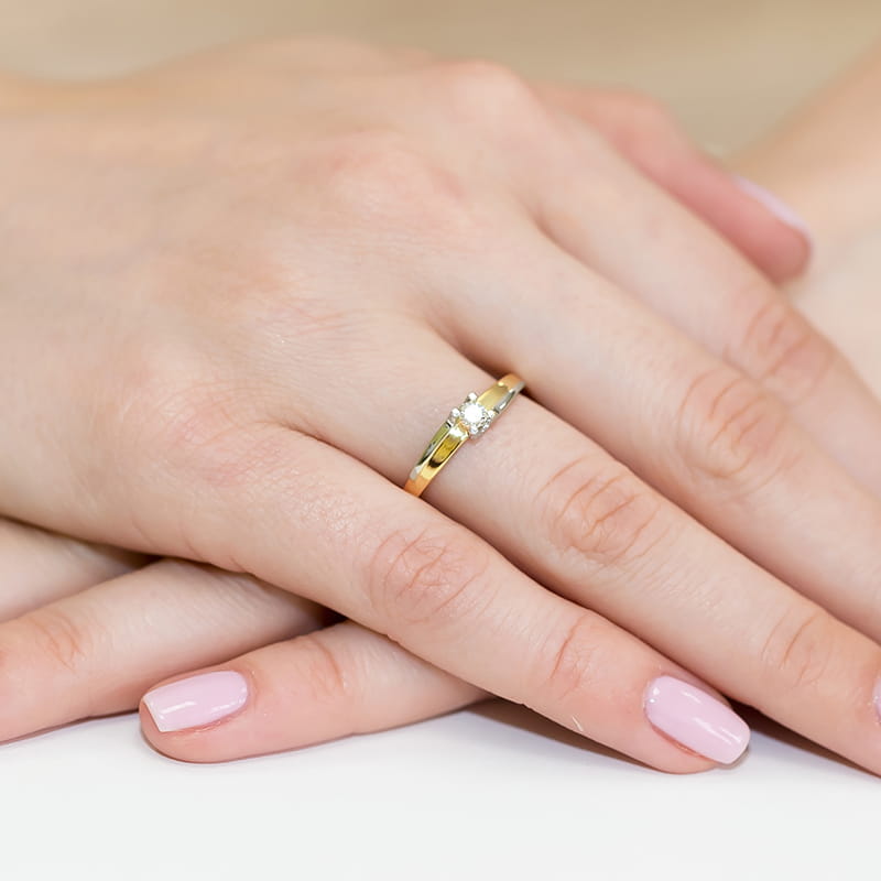 Inel Aur 9K cu Diamant Natural 0.12 ct