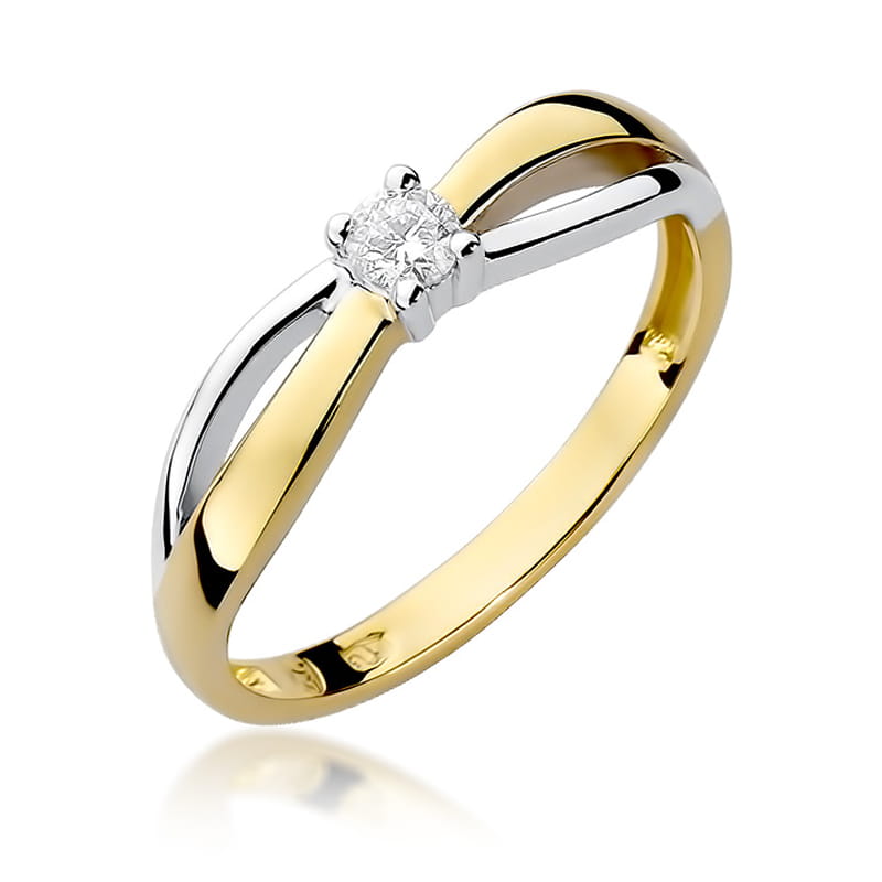 Inel Aur 9K cu Diamant Natural 0.10 ct