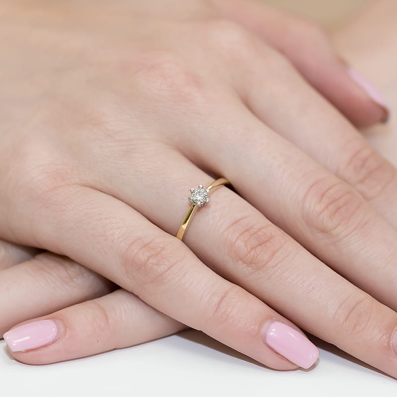 Inel Aur 9K cu Diamant Natural 0.15 ct