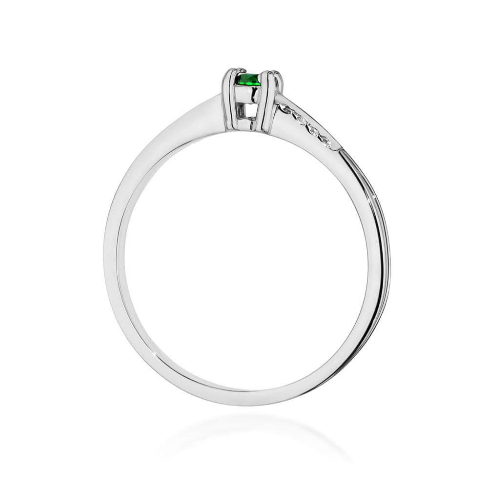 Inel Aur 14K cu Smarald 0.15 ct si Diamante 0.04 ct