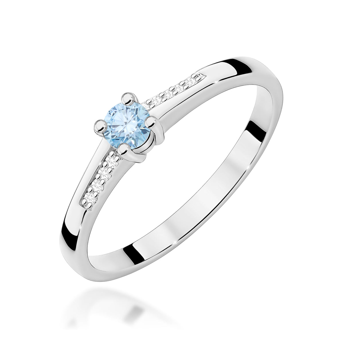 Inel Aur 14K cu Diamante Albastru de Laborator 0.19 ct