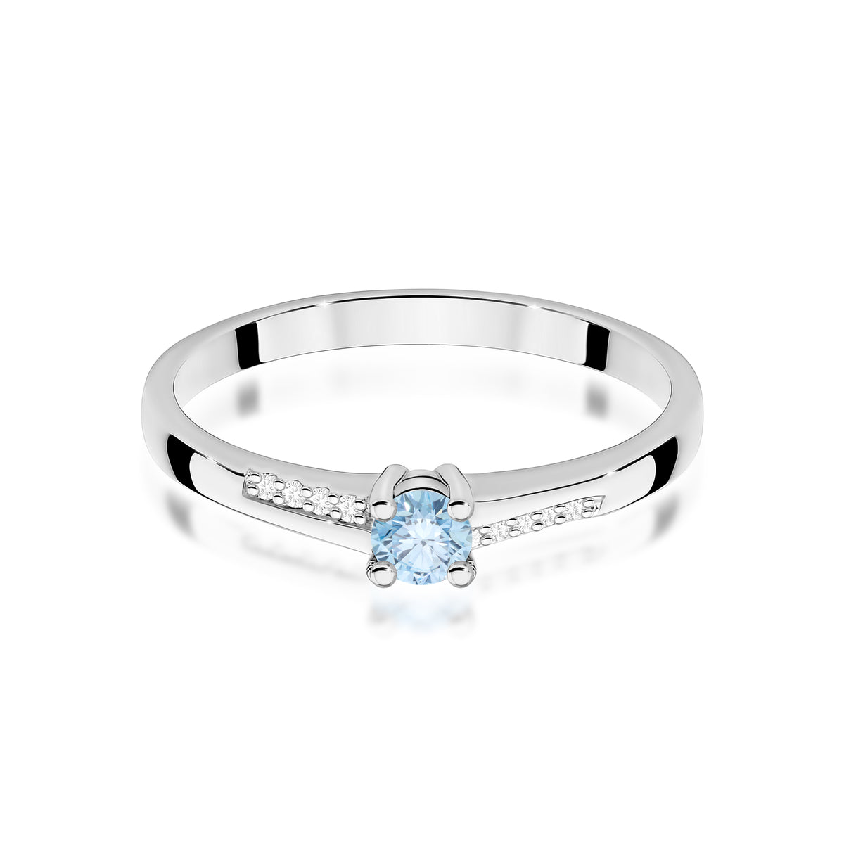Inel Aur 14K cu Diamante Albastru de Laborator 0.19 ct