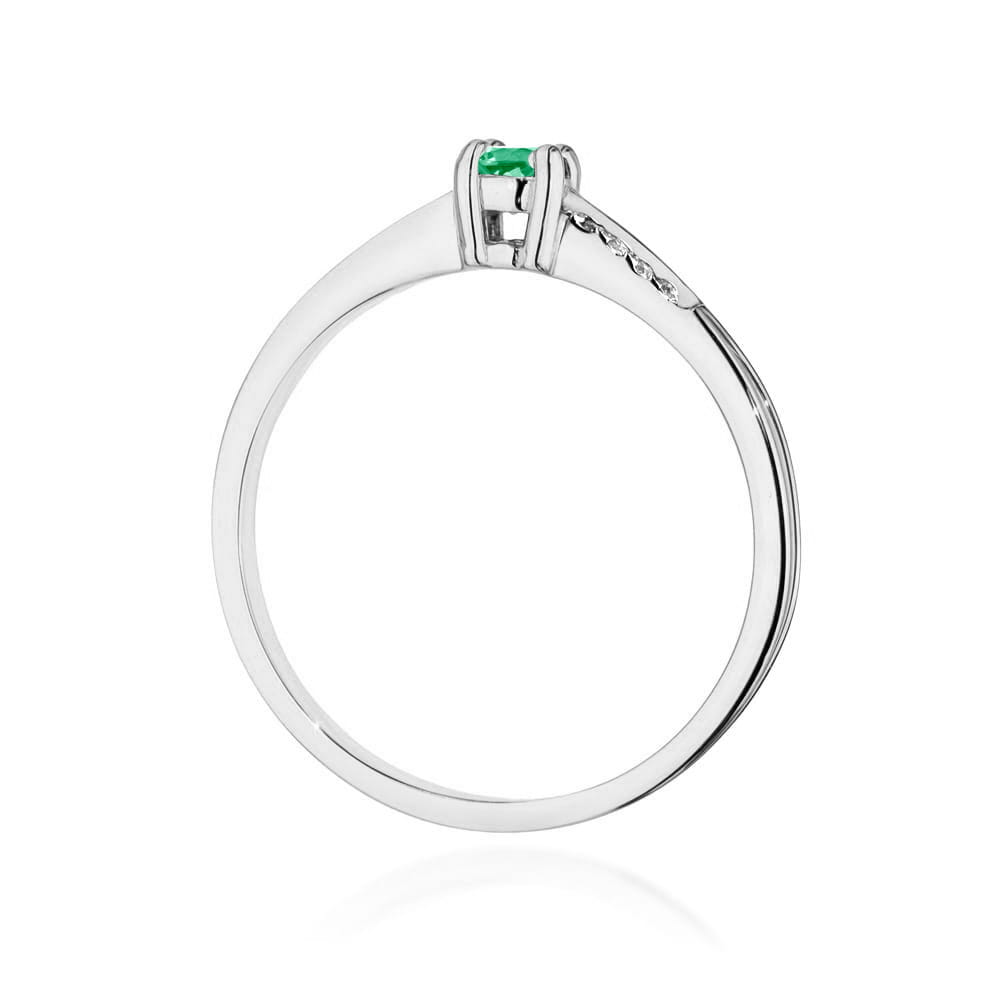 Inel Aur 9K cu Smarald 0.15 ct si Diamante Naturale 0.04 ct