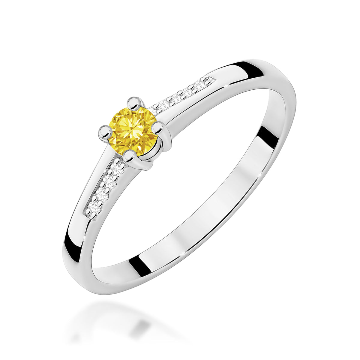 Inel Aur 9K cu Diamante Galben de Laborator 0.19 ct