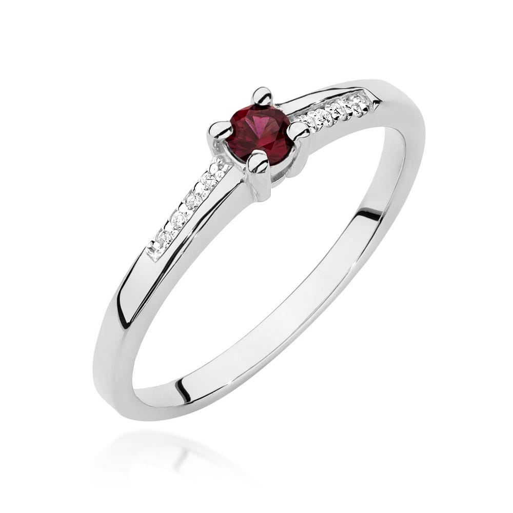 Inel Aur 9K cu Rubin 0.15 ct si Diamante Naturale 0.04 ct