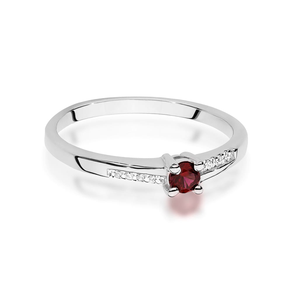 Inel Aur 9K cu Rubin 0.15 ct si Diamante Naturale 0.04 ct