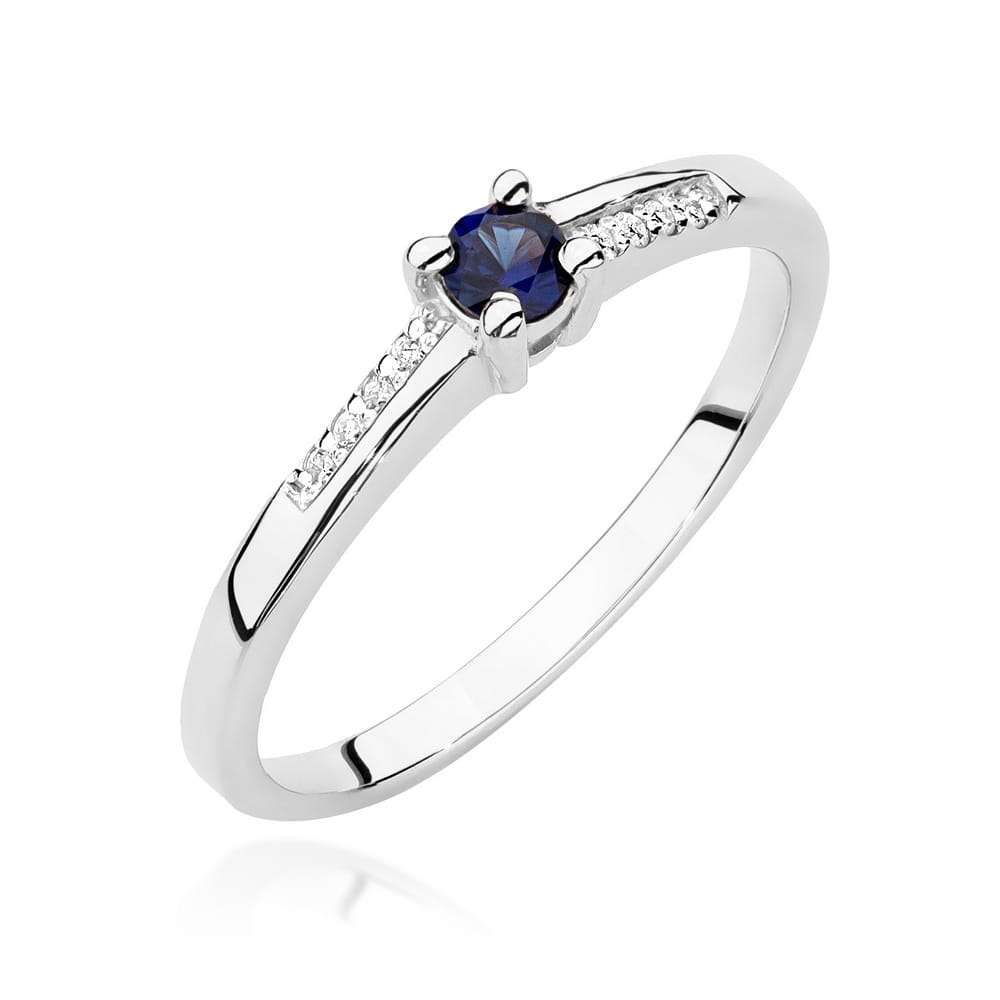 Inel Aur 9K cu Safir 0.15 ct si Diamante Naturale 0.04 ct