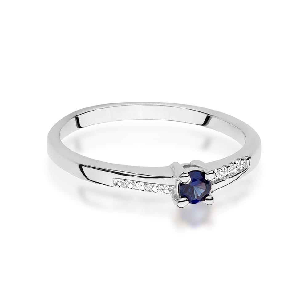 Inel Aur 9K cu Safir 0.15 ct si Diamante Naturale 0.04 ct