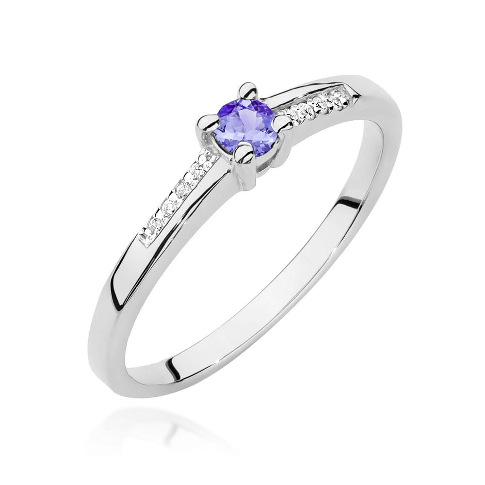 Inel Aur 9K cu Tanzanit 0.15 ct si Diamante Naturale 0.04 ct