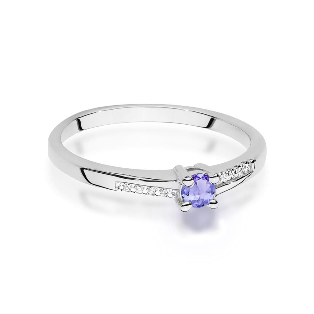 Inel Aur 9K cu Tanzanit 0.15 ct si Diamante Naturale 0.04 ct