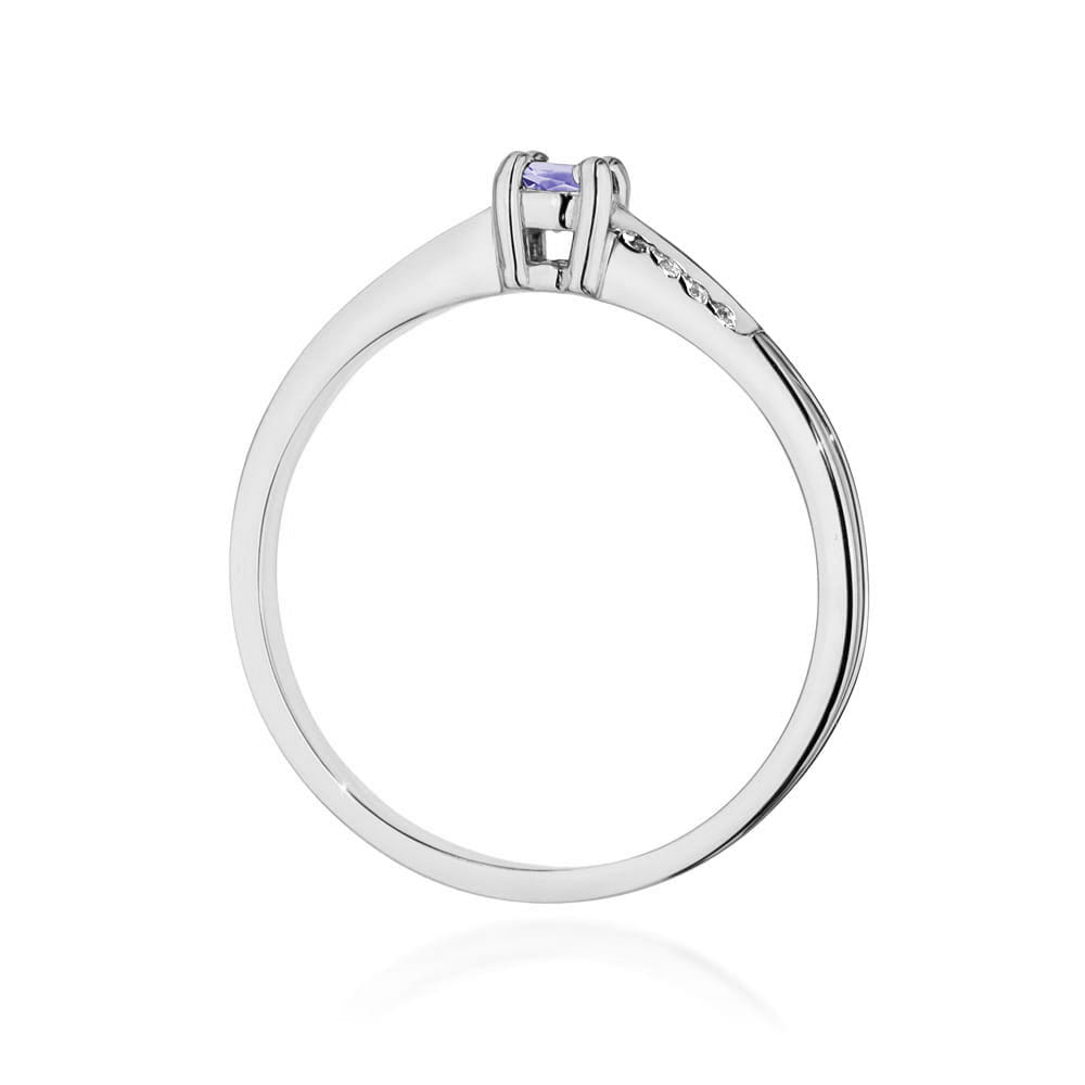 Inel Aur 9K cu Tanzanit 0.15 ct si Diamante Naturale 0.04 ct
